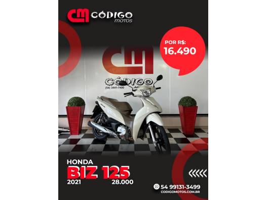 HONDA - BIZ 125 - 2021/2021 - Branca - R$ 16.490,00