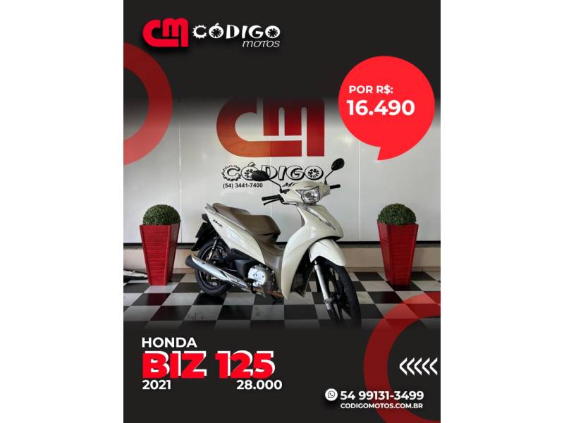 HONDA - BIZ 125 - 2021/2021 - Branca - R$ 16.490,00