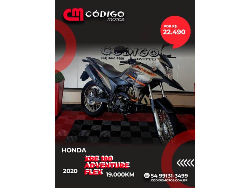 HONDA - XRE 190 ADVENTURE FLEX - 2020/2020 - Prata - R$ 22.490,00
